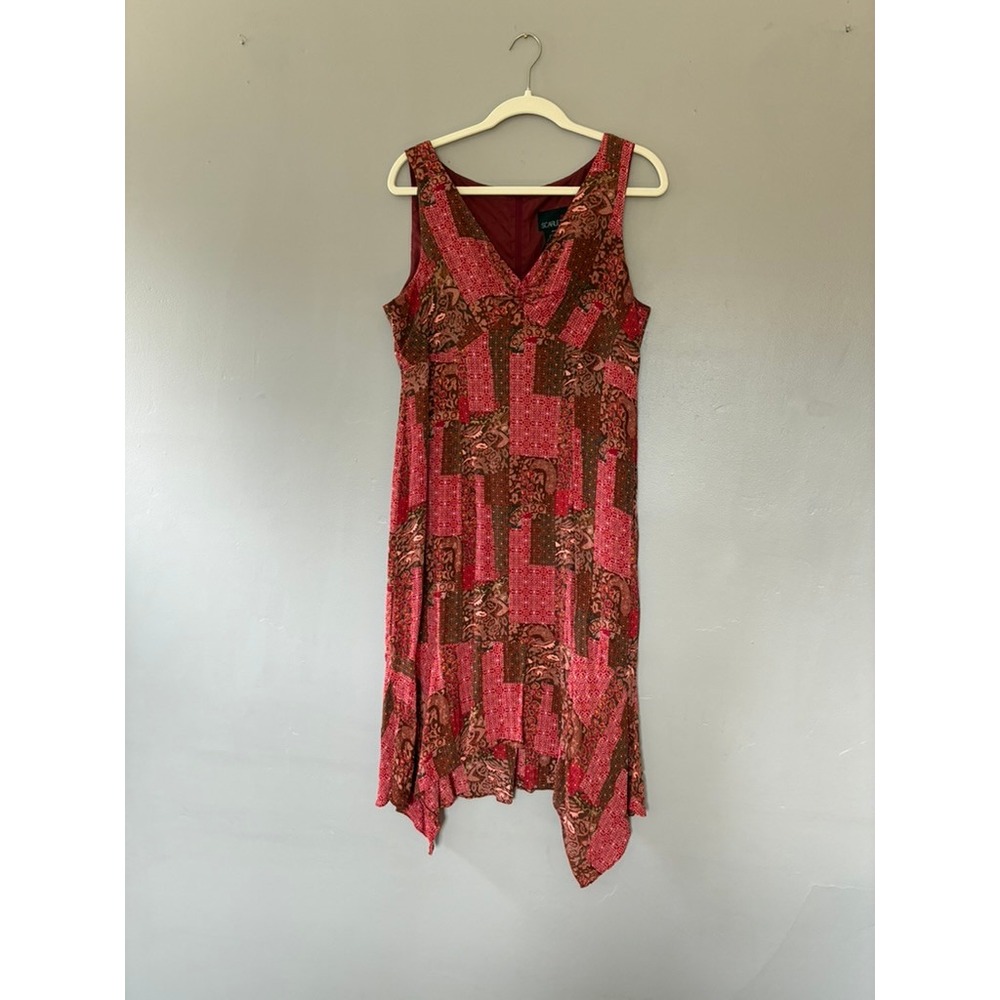 Vintage Scarlett Patchwork Sharkbite Hem Dress Y2K Indie Whimsigoth Fairycore